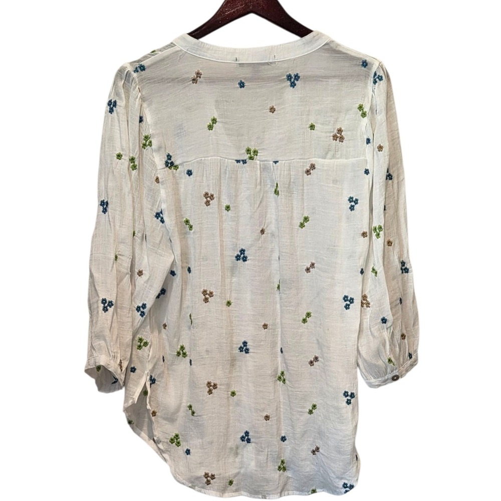 FIGUEROA & FLOWER White Floral Embroidered‎ Button Up Shirt XL - Picture 5 of 11